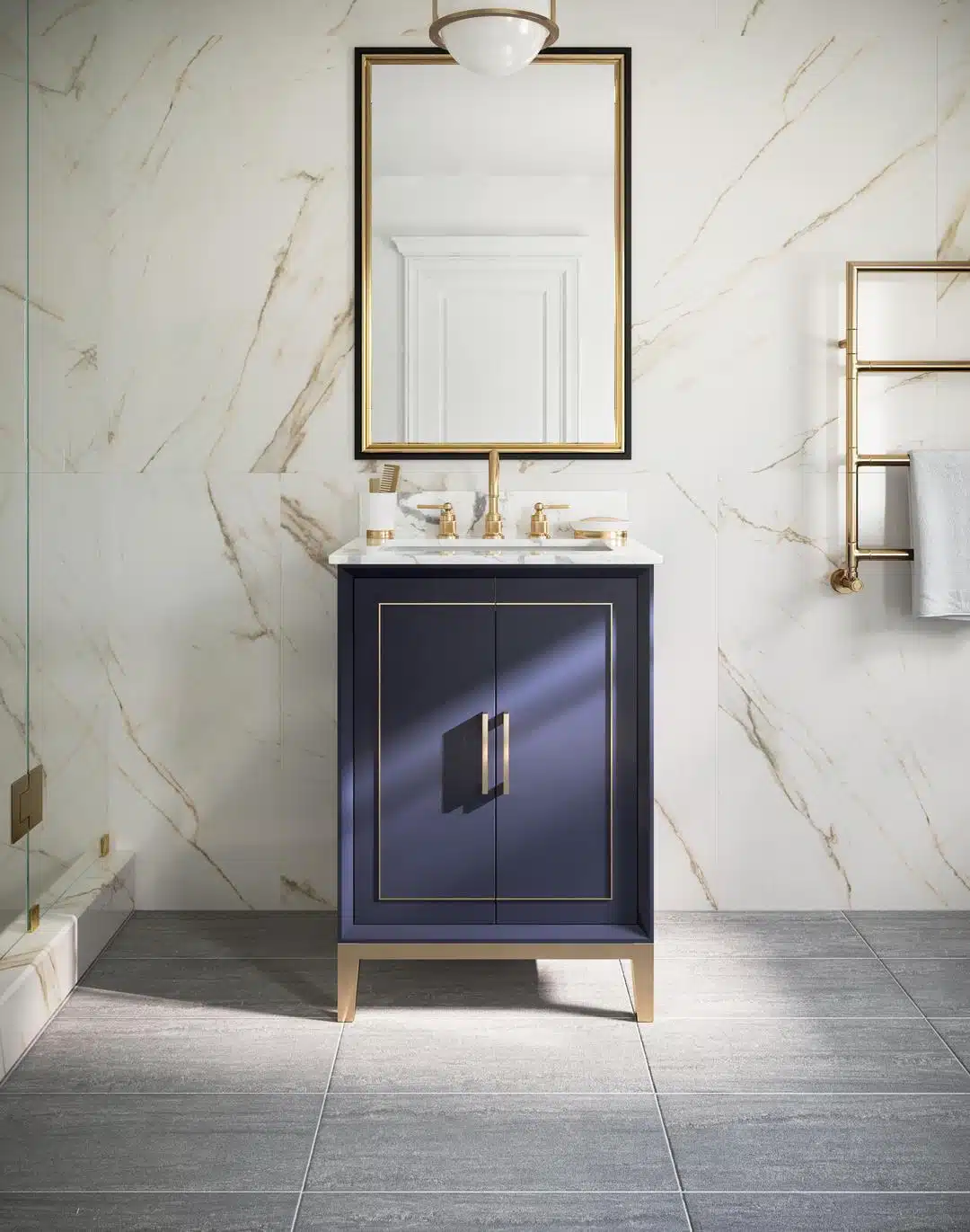 Shop bathroom vanities. 24 Bathroom Vanity, blue finish, gracie collection.