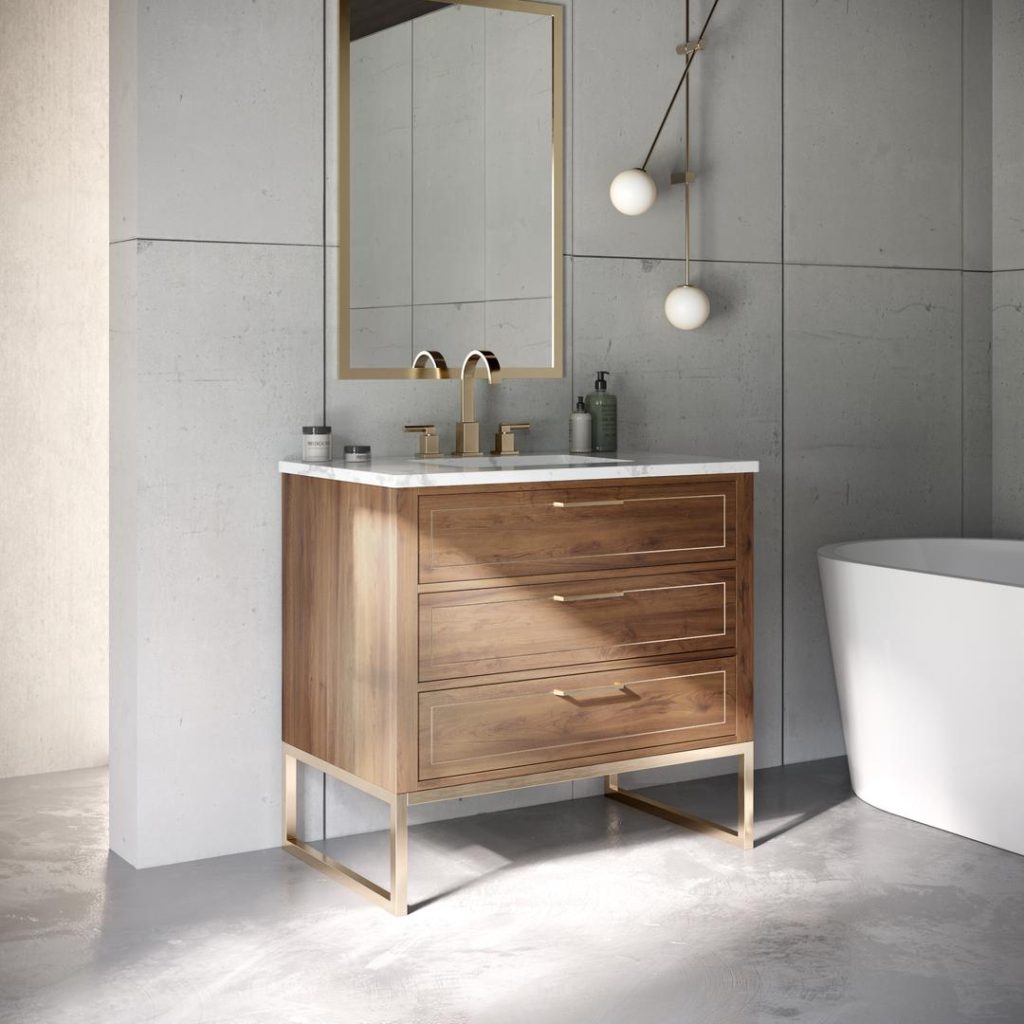 mid century modern bathroom vanitiy